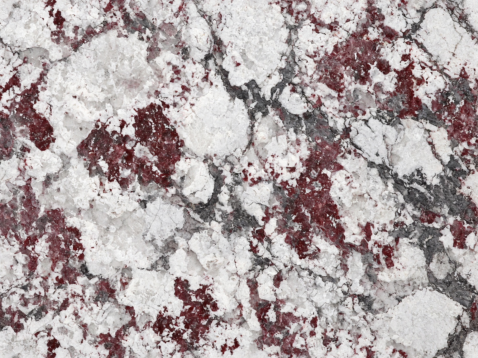 Bianco Antico granite — White, burgundy, gray movement