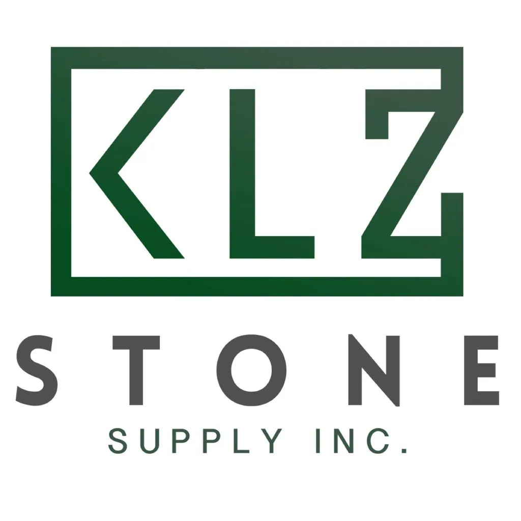 Logo of KLZ Stone Supply Inc. featuring a stylized green "KLZ" within a rectangular outline above the words "STONE SUPPLY INC." in black text on a white background.